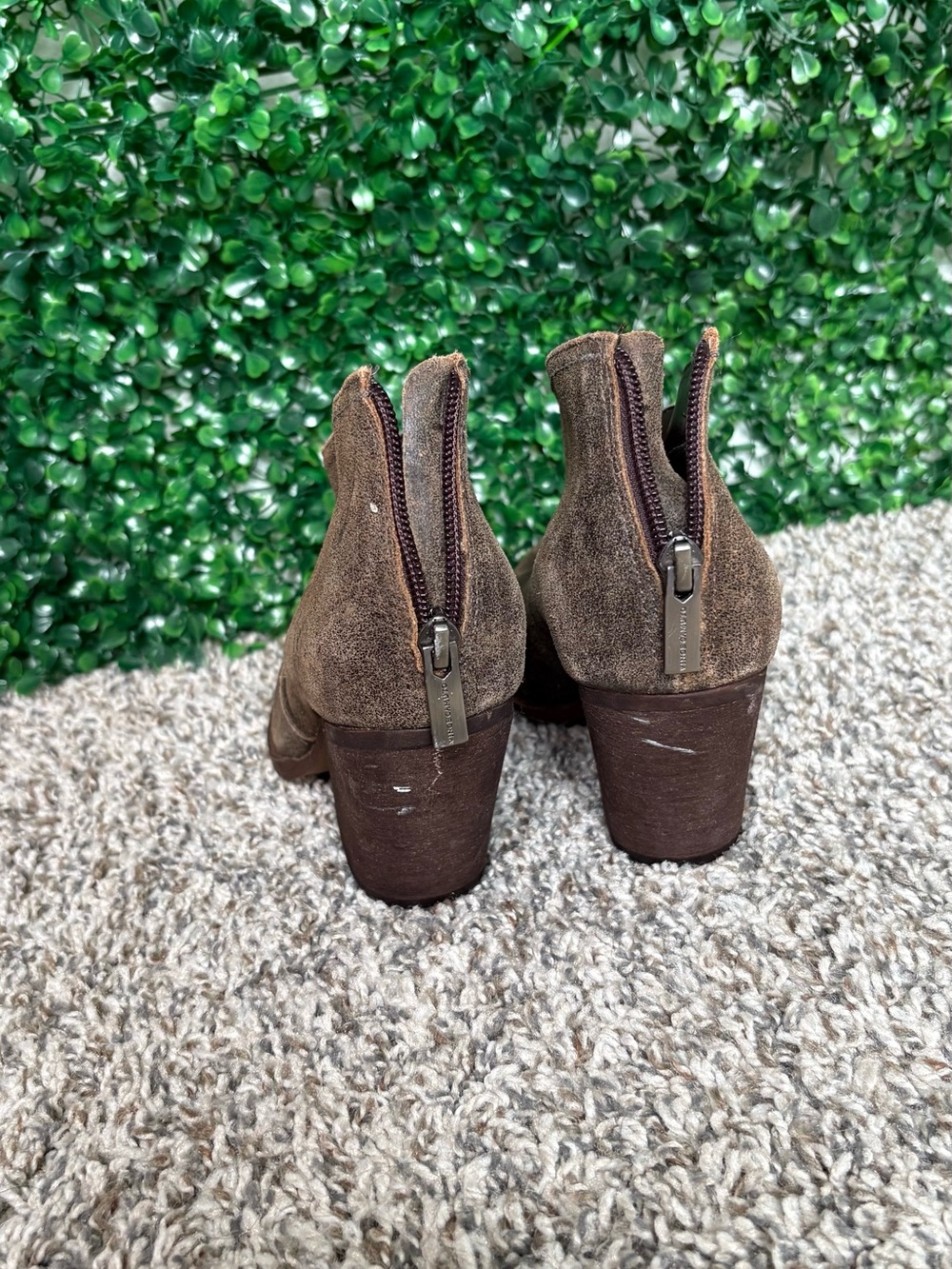 Vince Camuto  Brown Pointed Toe Suede Ankle Booties - Picture 4 of 6